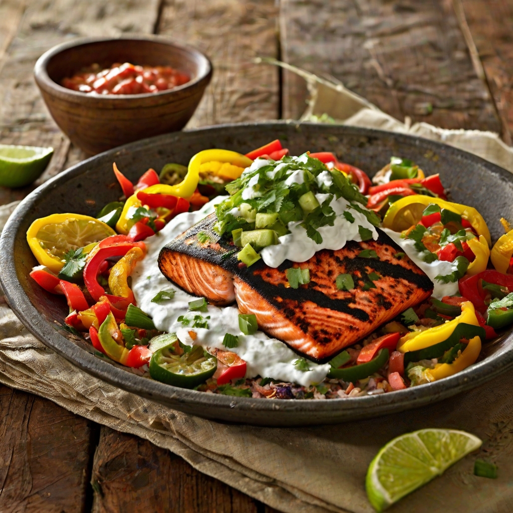 Blackened Salmon Fajitas