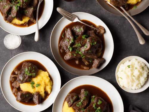 Braised Beef Cheeks with Polenta, Coffee & Wild Mushrooms