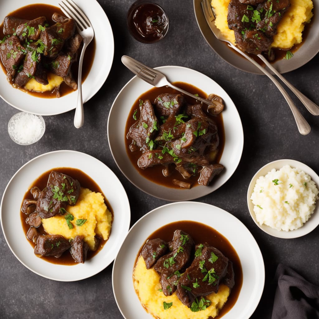 Braised Beef Cheeks with Polenta, Coffee & Wild Mushrooms