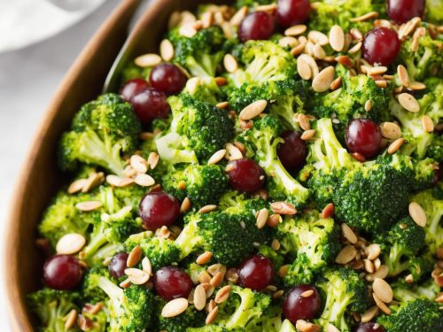 Broccoli Salad with Red Grapes, Bacon, and Sunflower Seeds