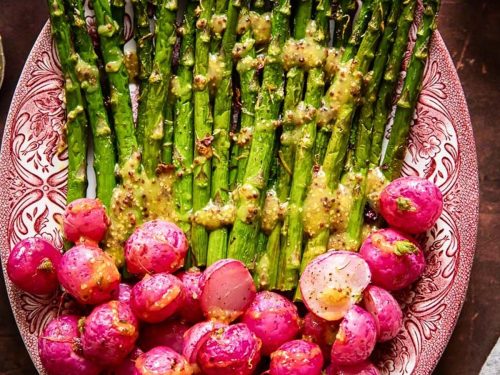 Brown-butter basted radishes & asparagus