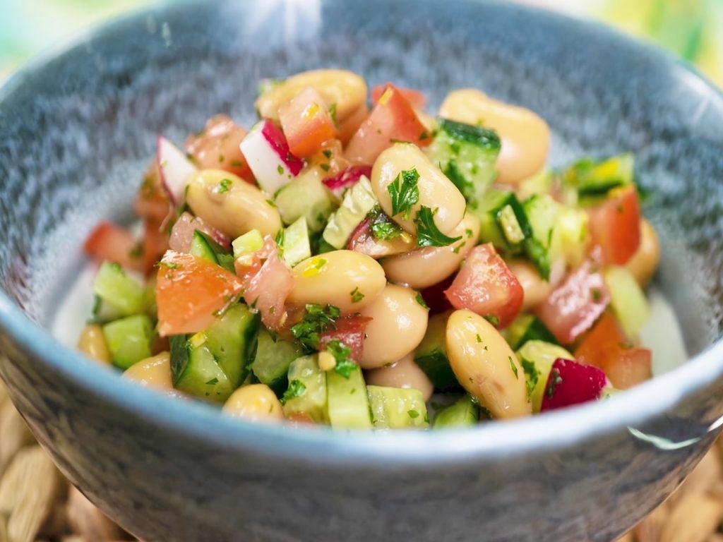 Butter bean, cucumber & radish salad