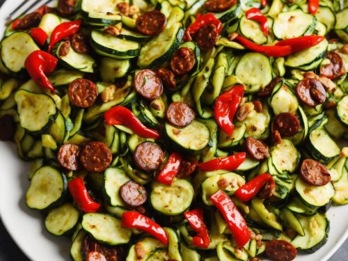 Butter Bean, Grilled Courgette, Roast Red Pepper & Chorizo Salad