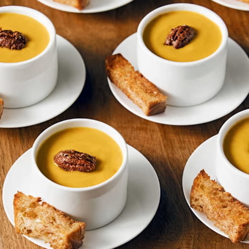 Butternut Soup Shots with Crispy Pancetta Soldiers