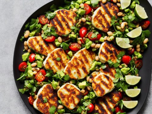 Cajun Grilled Halloumi with Lime Black-Eyed Bean Salad & Guacamole