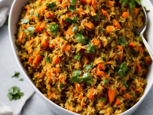 Carrot Pilaf with Coriander Chutney