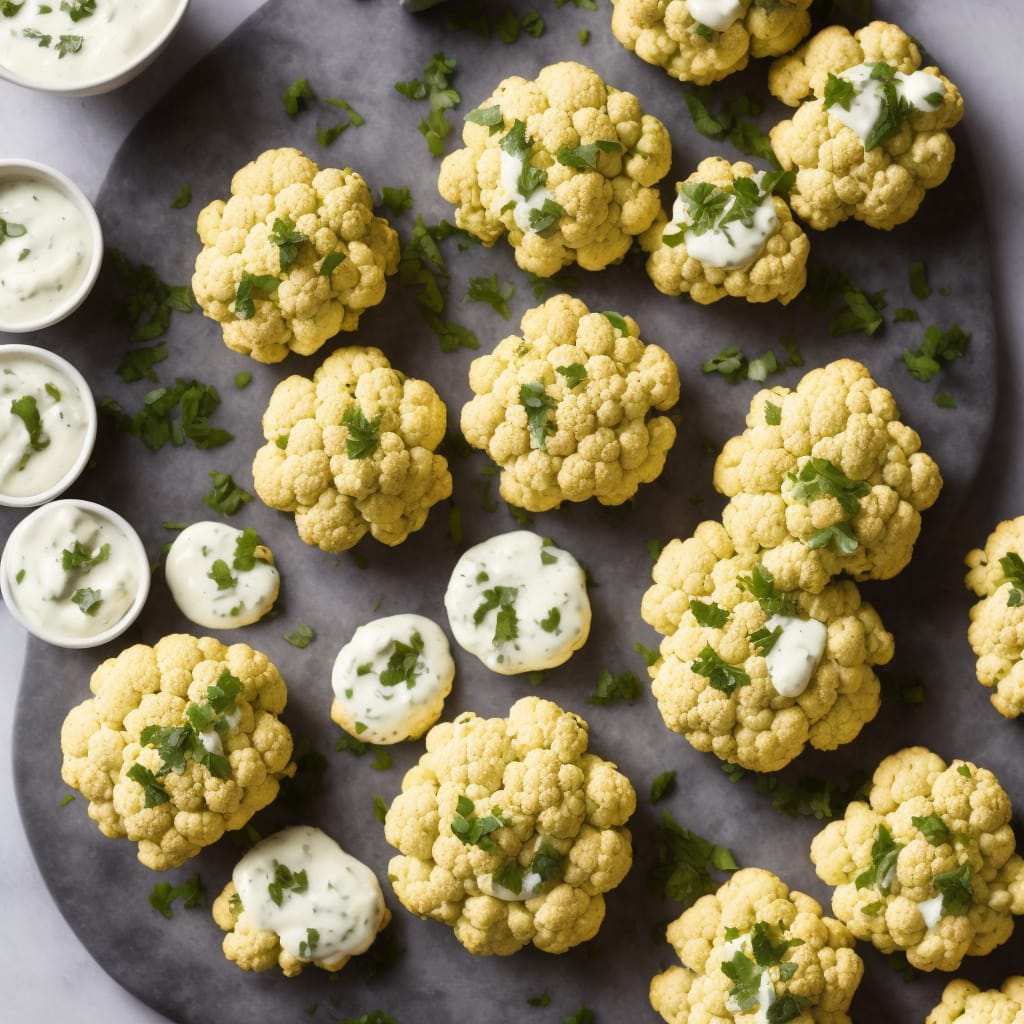 Cauliflower Cakes with Green Yogurt Sauce