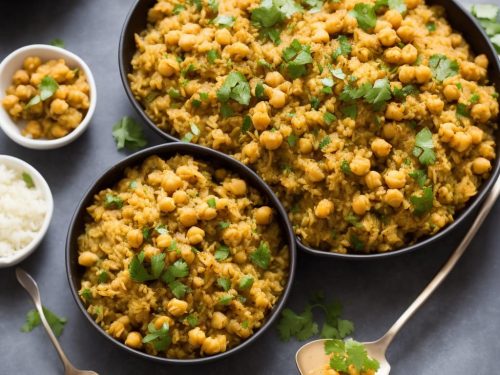 Cauliflower & Cashew Pilaf with Chickpea Curry