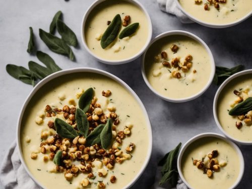 Cauliflower Cheese Soup with Crispy Sage & Hazelnuts