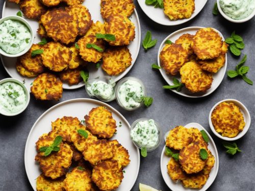 Cauliflower & Squash Fritters with Mint & Feta Dip