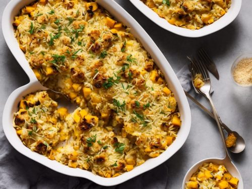 Cauliflower, Squash & Orzo Gratin