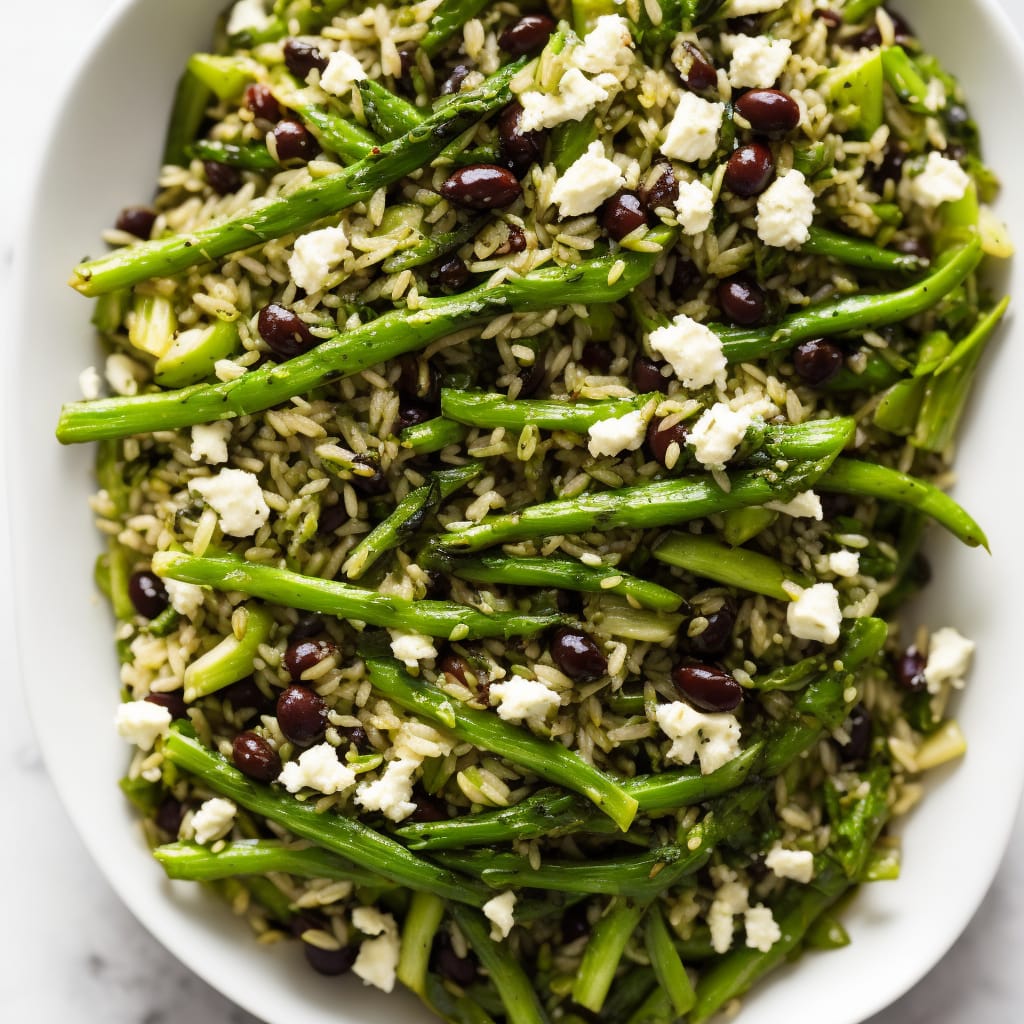 Charred Spring Onion & Olive Rice Salad