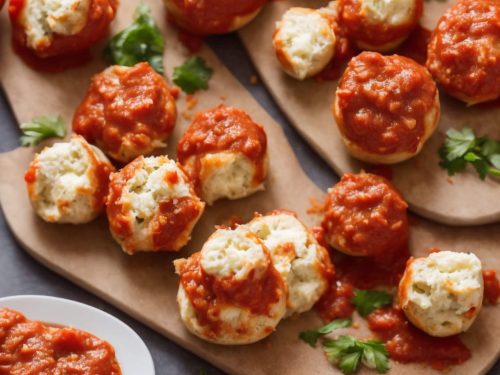 Cheese-Stuffed Garlic Dough Balls with a Tomato Sauce Dip