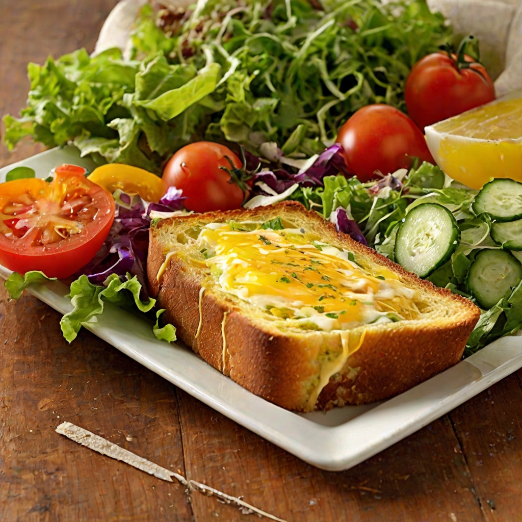 Cheesy Eggy Bread with Chunky Salad