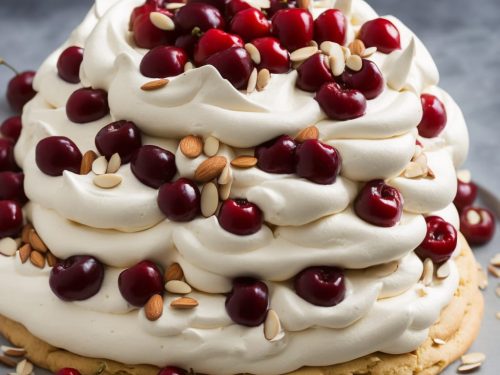 Cherry, Almond & Vanilla Custard Pavlova