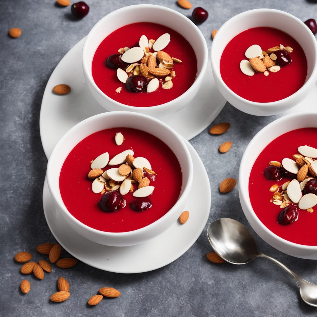 Cherry Soup with Whipped Mascarpone & Caramelised Almonds