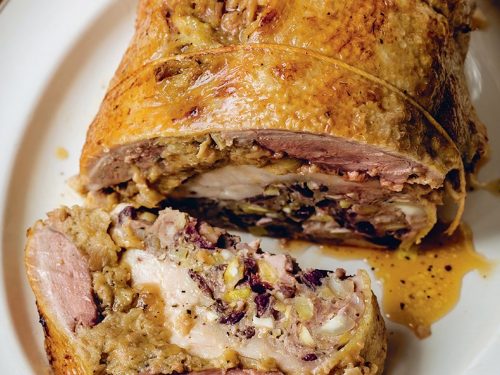 Chestnut & Wild Mushroom Stuffed Three-Bird Roast