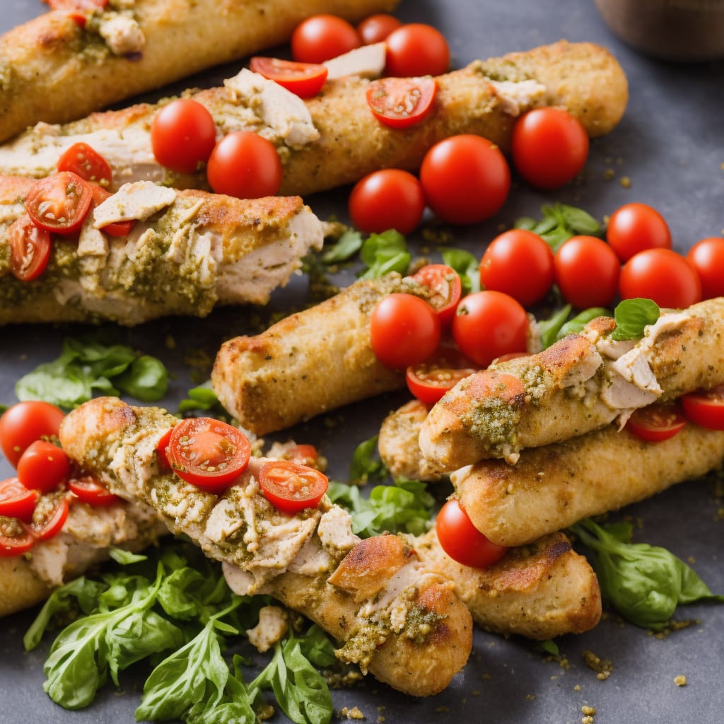 Chicken, Baguette & Tomatoes with Pesto