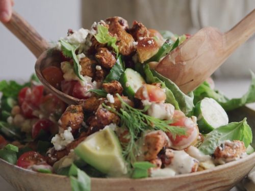 Chicken & Freekeh Chopped Salad with Salsa Verde