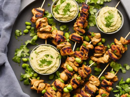 Chicken Skewers with Broad Bean Hummus