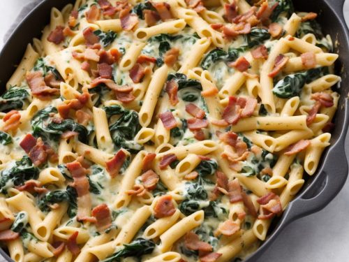 Chicken, Spinach & Bacon Alfredo Pasta Bake