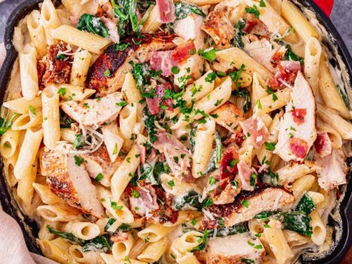 Chicken with Creamy Bacon Penne