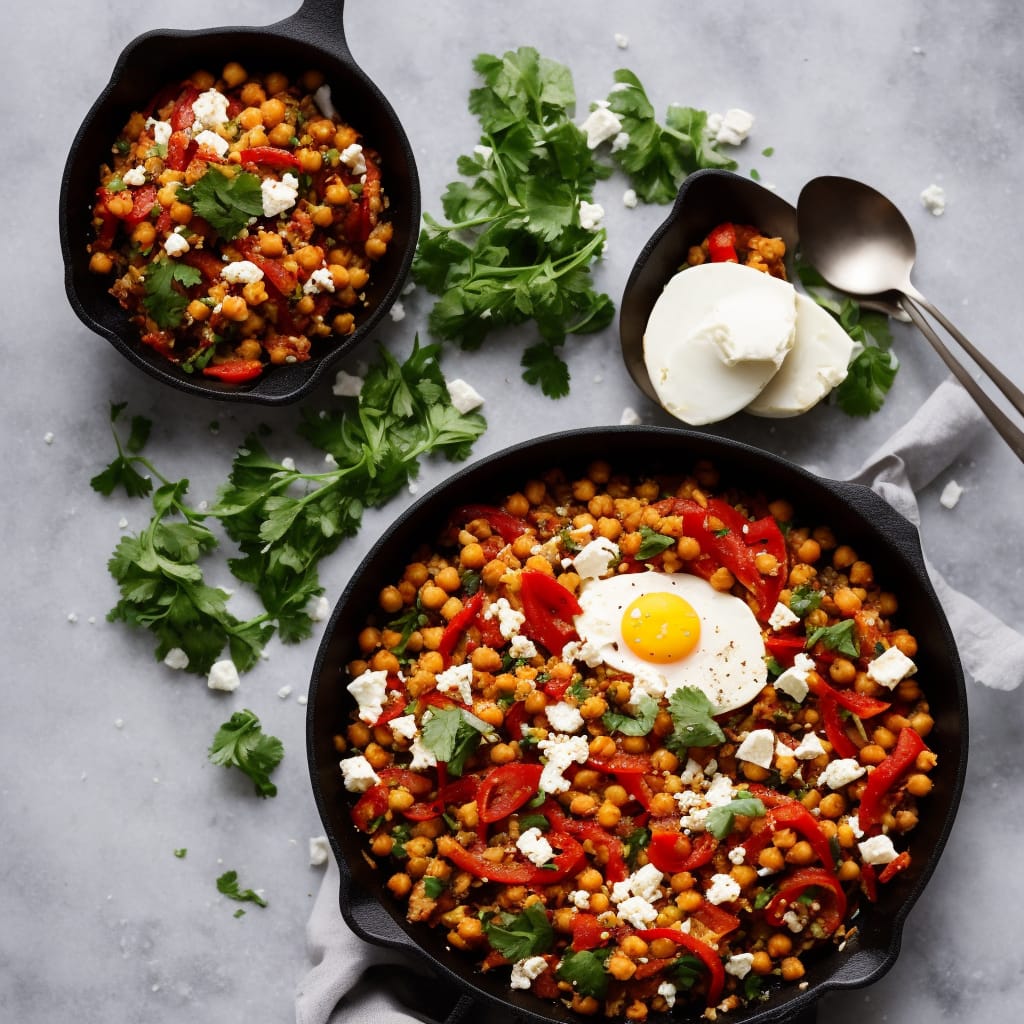 Chickpea, Red Pepper, Egg & Feta Hash