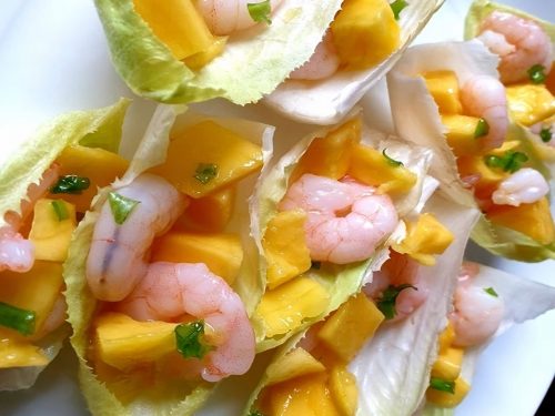 Chicory Cups with Prawns & Mango