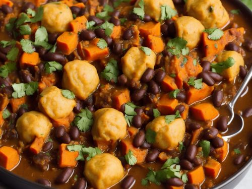 Chipotle Sweet Potato & Black Bean Stew with Cheddar Dumplings