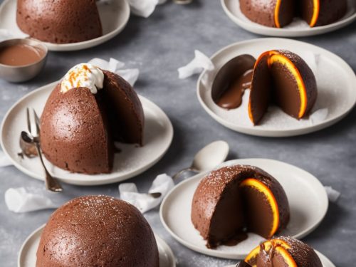 Chocolate Orange Bombe Alaska with Hot Chocolate Sauce