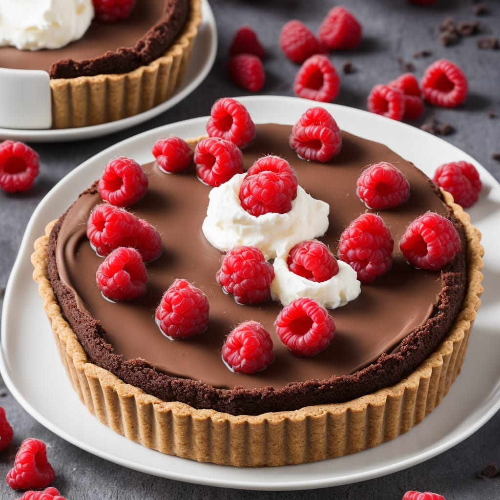 Chocolate Tart with Crème Fraîche & Raspberries