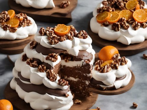 Chocolate & Walnut Pavlova with Madeira & Tangerines