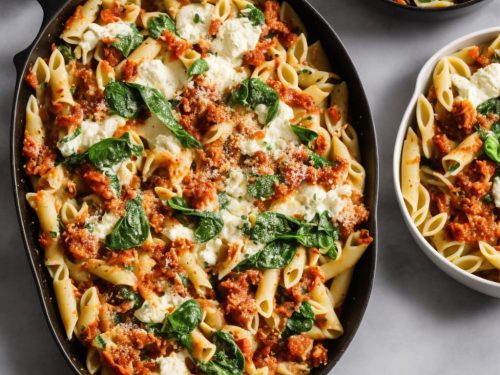 Chorizo, Ricotta & Spinach Pasta Bake