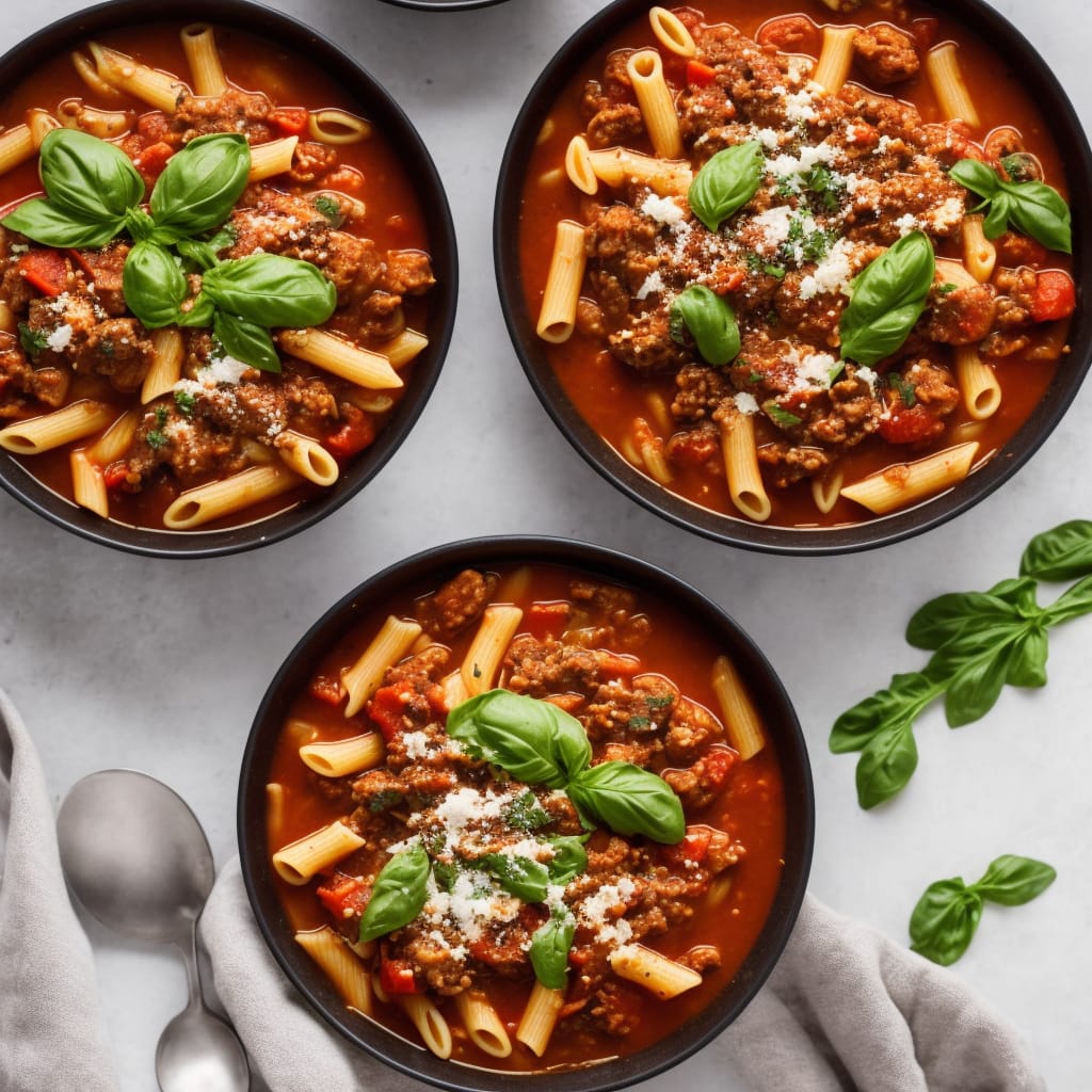 Chunky Bolognese Soup with Penne