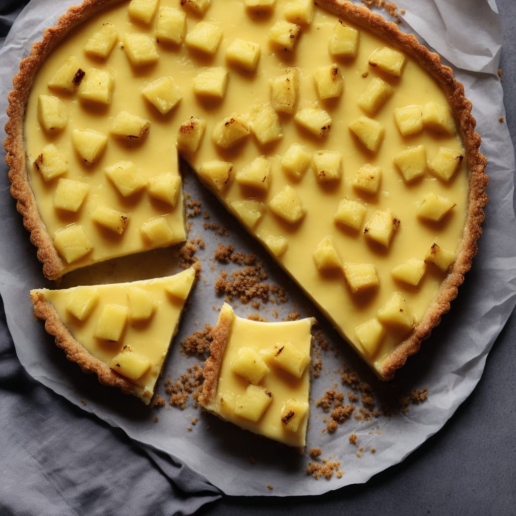 Coconut Custard Tart with Roasted Pineapple