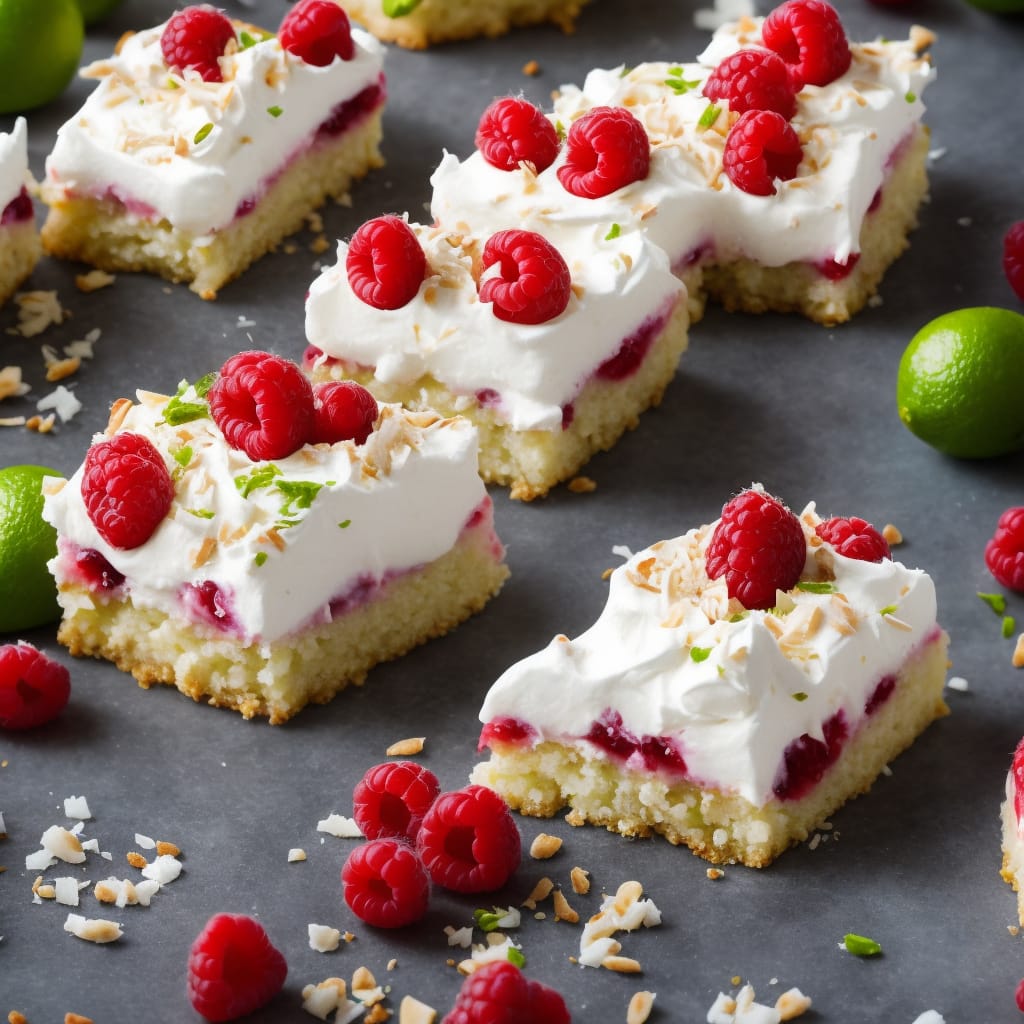 Coconut, Raspberry & Lime Meringue Slice