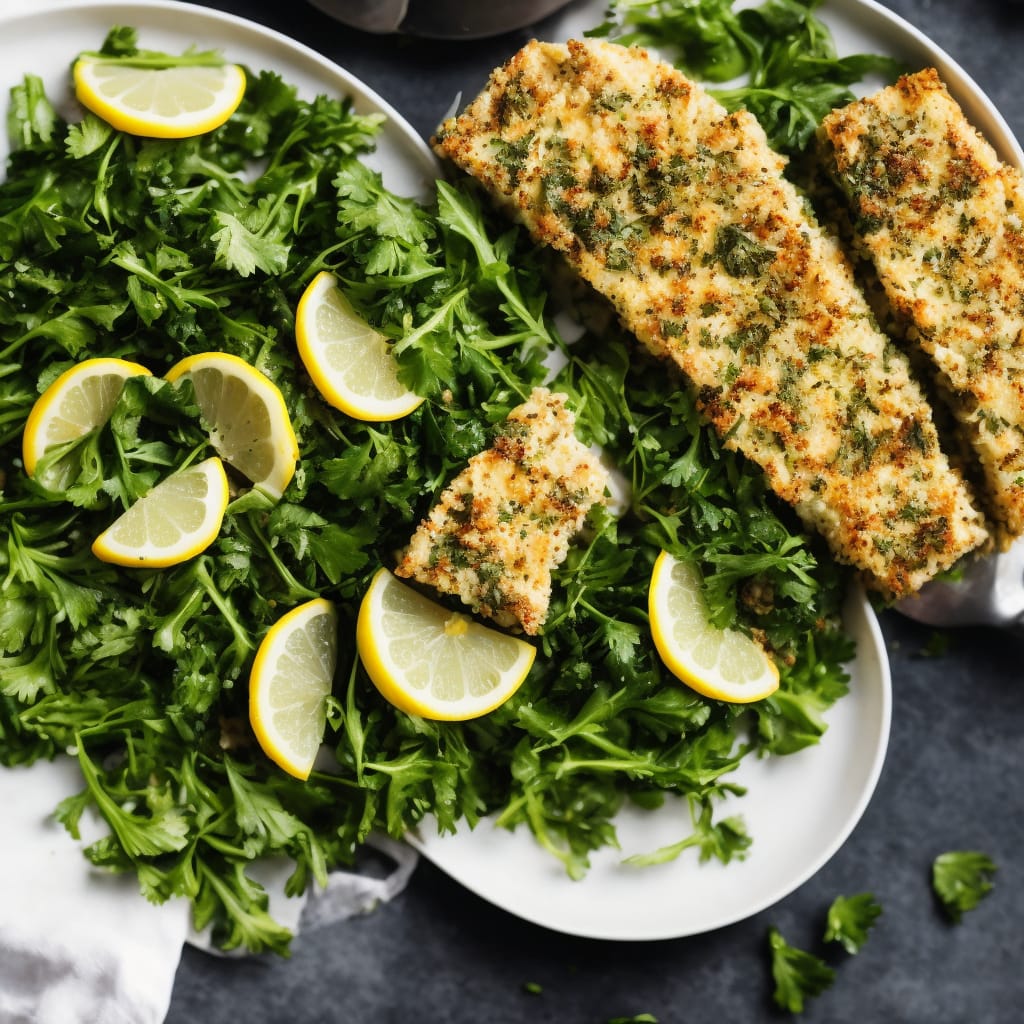 Cod with Lemon & Parsley Crust & Summer Greens