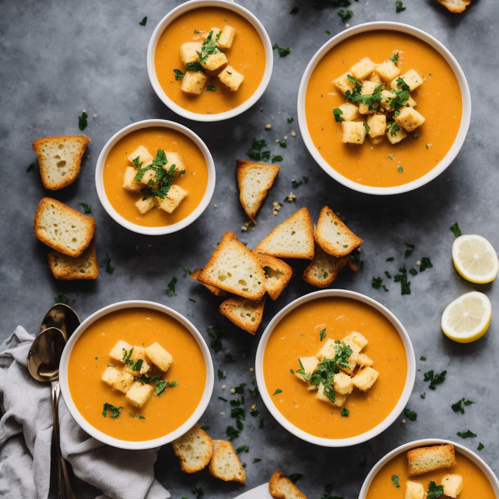 Cornish Crab Bisque with Lemony Croutons