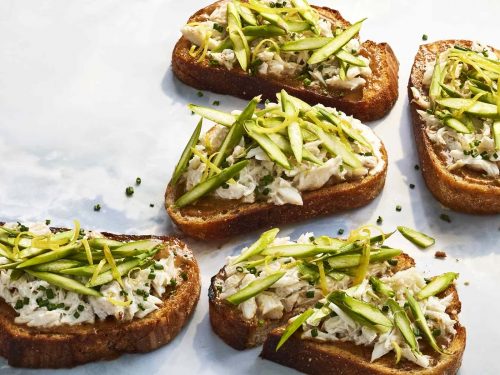 Crab & Tangled Asparagus Salad on Toast