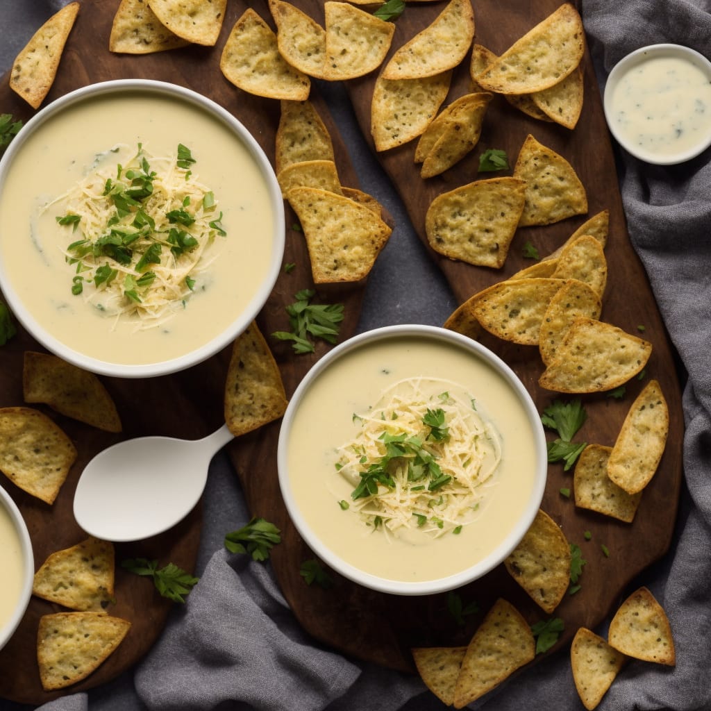 Creamy Artichoke Soup with Parmesan Skins