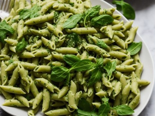 Creamy Edamame Pesto Pasta with Rocket Salad