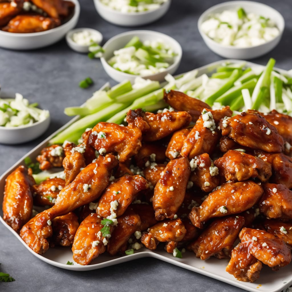 Crispy Honey Buffalo Wings with Blue Cheese & Celery Slaw