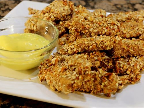 Crispy Pretzel Chicken with Honey-Mustard Sauce