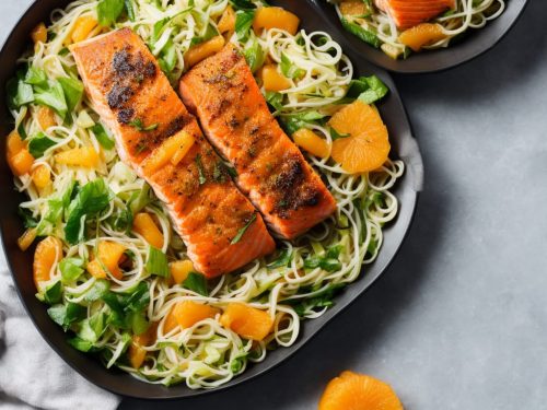 Crispy Salmon with Turnip, Mandarin & Noodle Salad