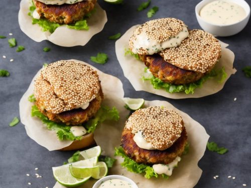 Crispy Sesame Fish Burger with Lime Mayo