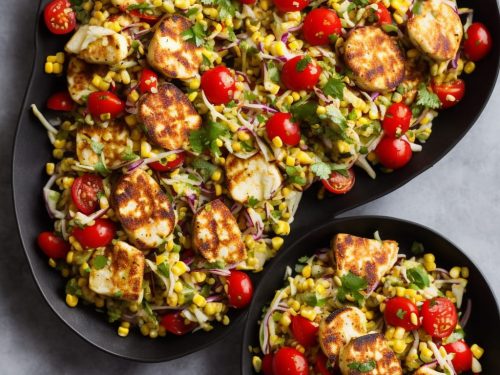 Cumin-spiced Halloumi with Corn & Tomato Slaw