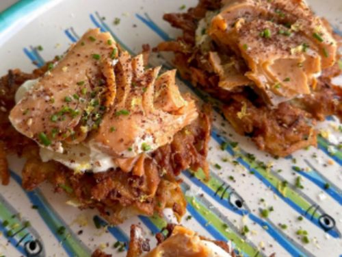 Cured Salmon Stuffed with Latkes