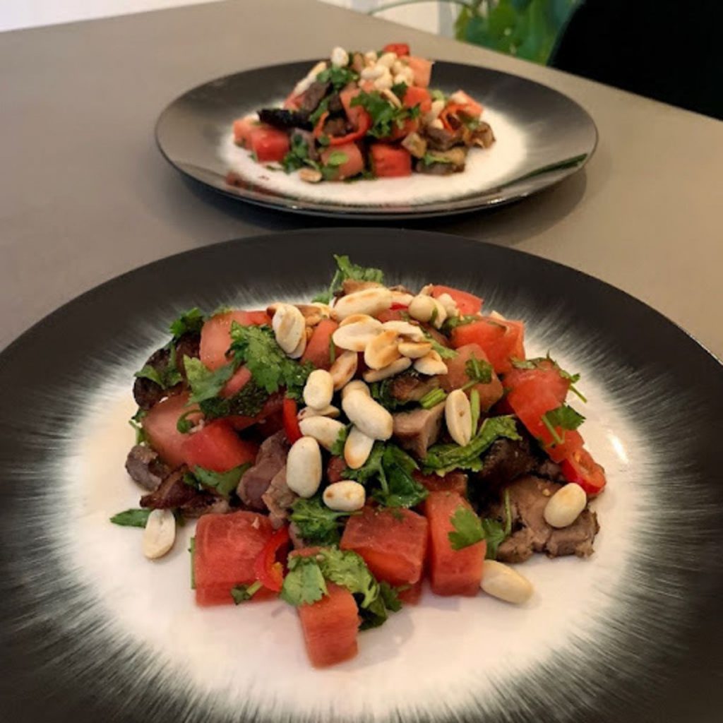 Duck, Watermelon & Herb Salad with Roast Cashews