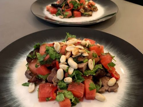 Duck, Watermelon & Herb Salad with Roast Cashews