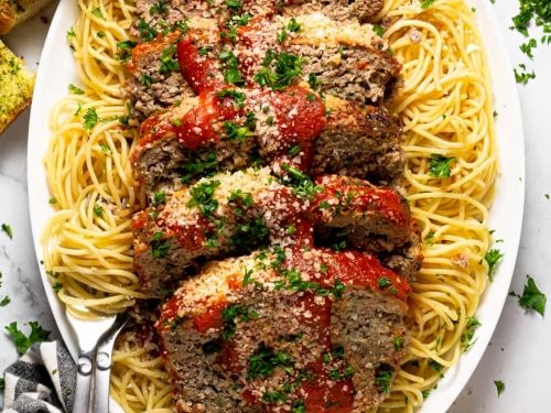 Easy Meatloaf with Spaghetti & Tomato Sauce